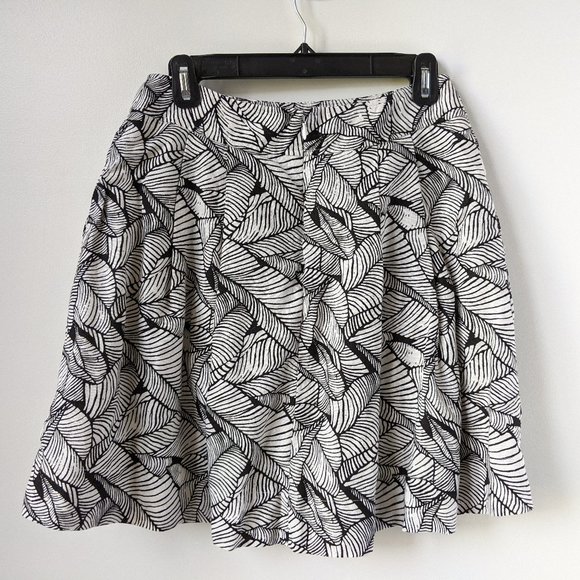 LOFT 100% Linen Leaf Print Skirt - Picture 2 of 9